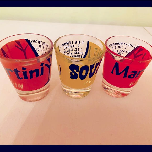 3 Vintage Martini 🍸& 🥃 Whiskey Sour Shot Glasses - Picture 6 of 16
